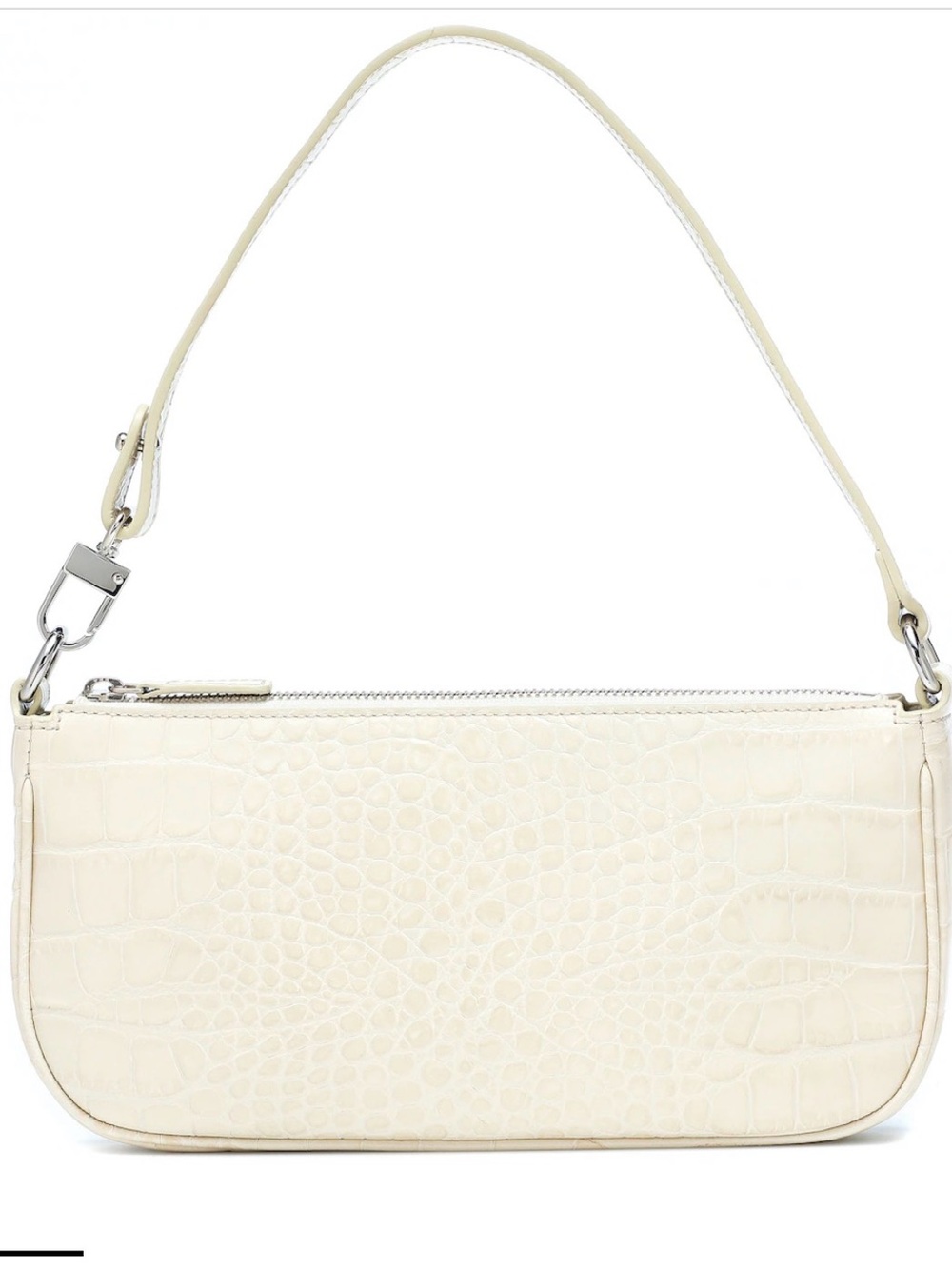 BY FAR Rachel Cream Croc-Effect Leather Shoulder Bag